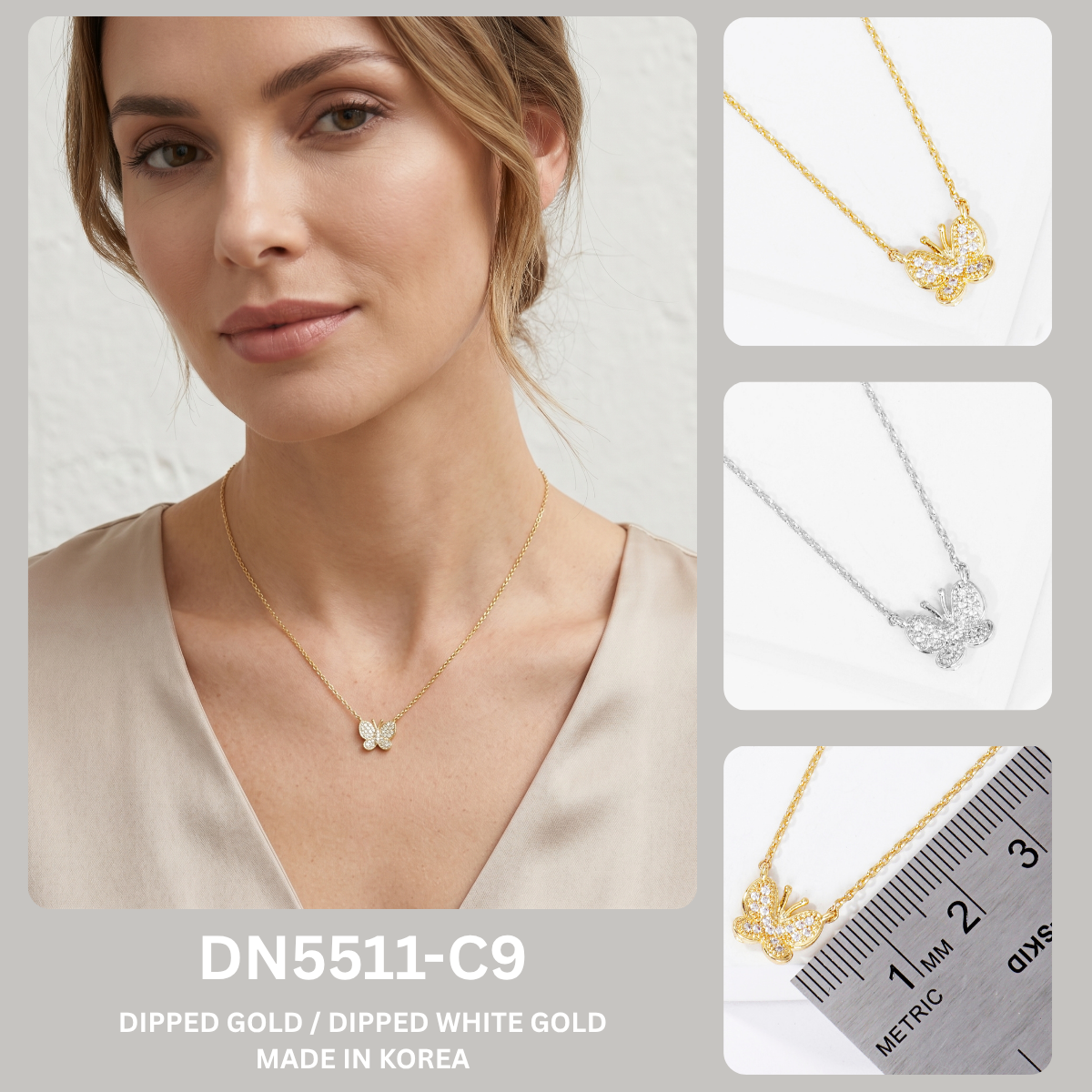 Dainty Pavé Butterfly Pendant Necklace