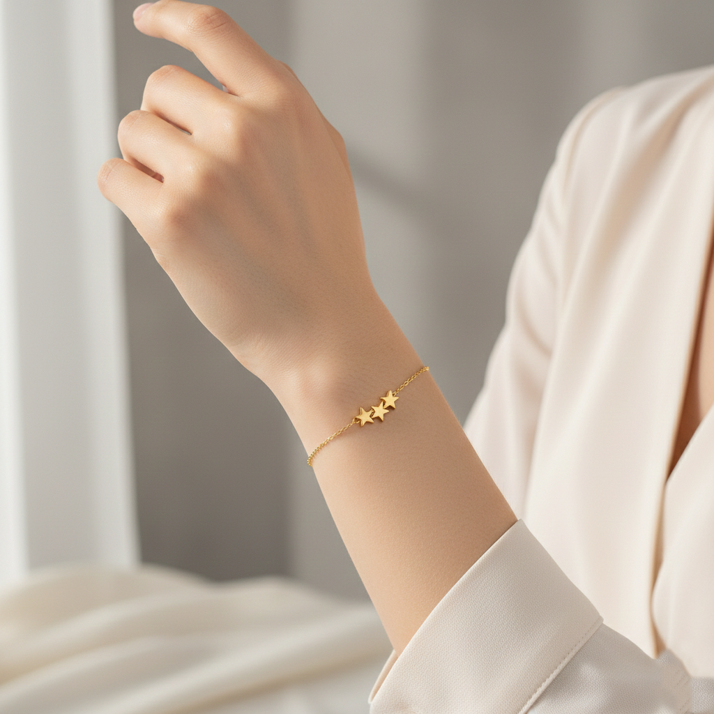 Celestial-Theme 5mm Three-Star Chain Bracelet