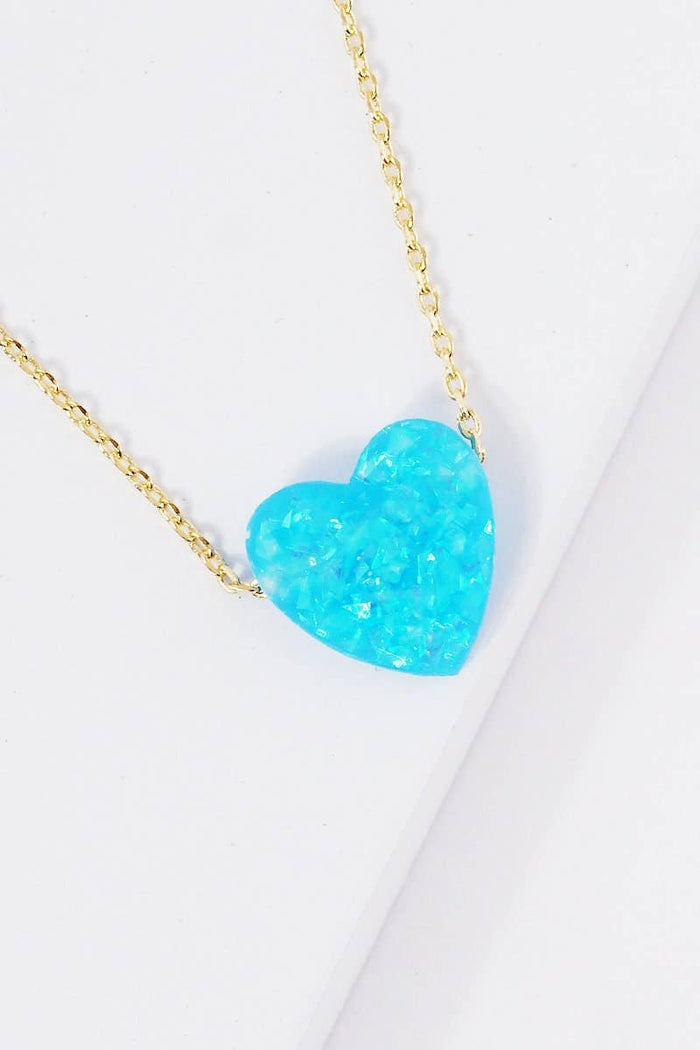 Gold Plated Opal Heart Necklace