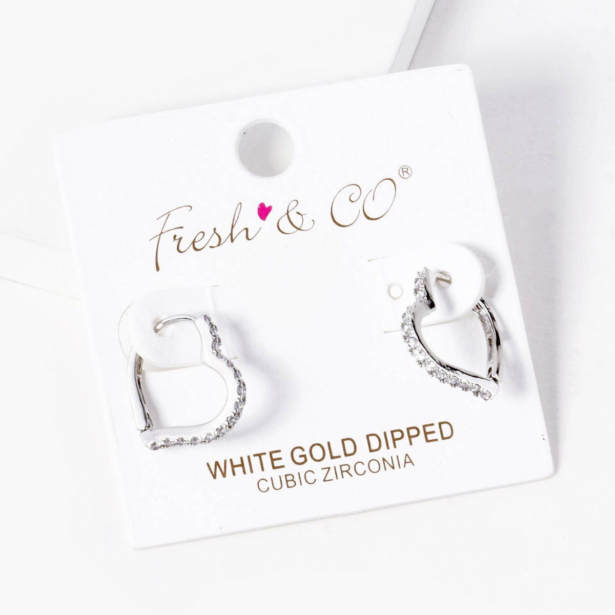 Dainty Pave Heart Huggie Hoop Earrings