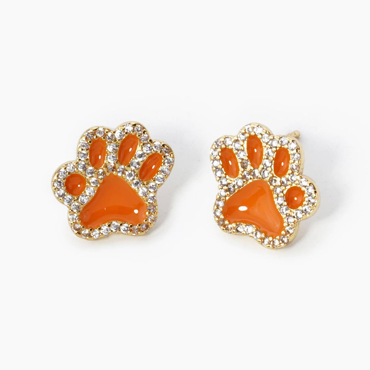 Game Day 13mm Enamel Paw Stud Earrings.