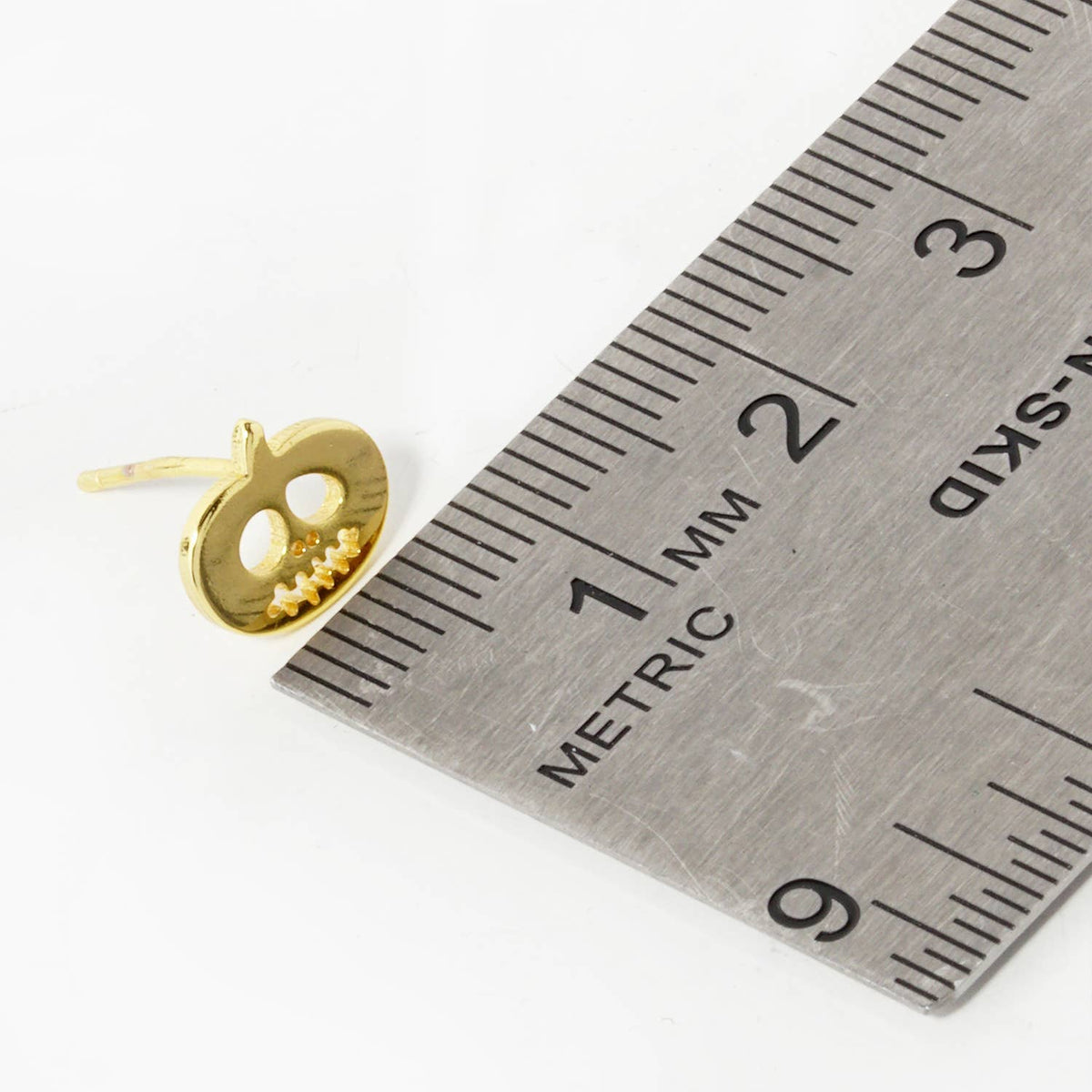 Brass Pumpkin Sterling Silver Post Halloween Stud Earrings
