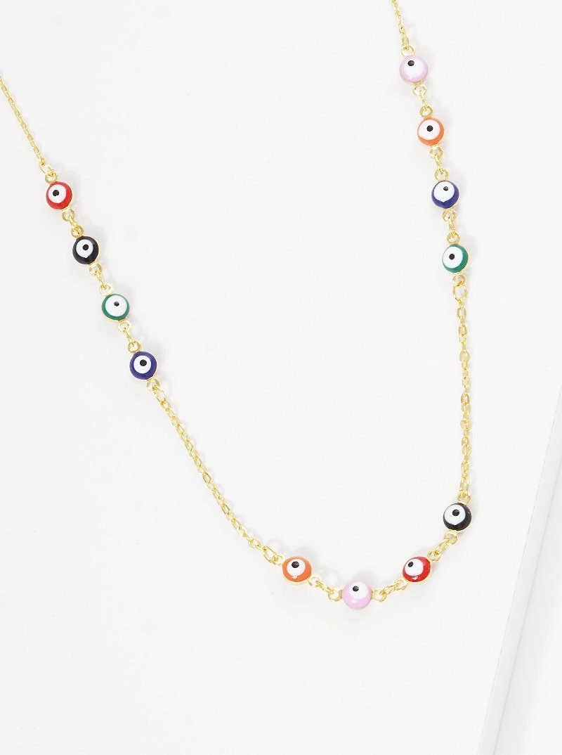 Gold Evil Eye Multicolor Necklace