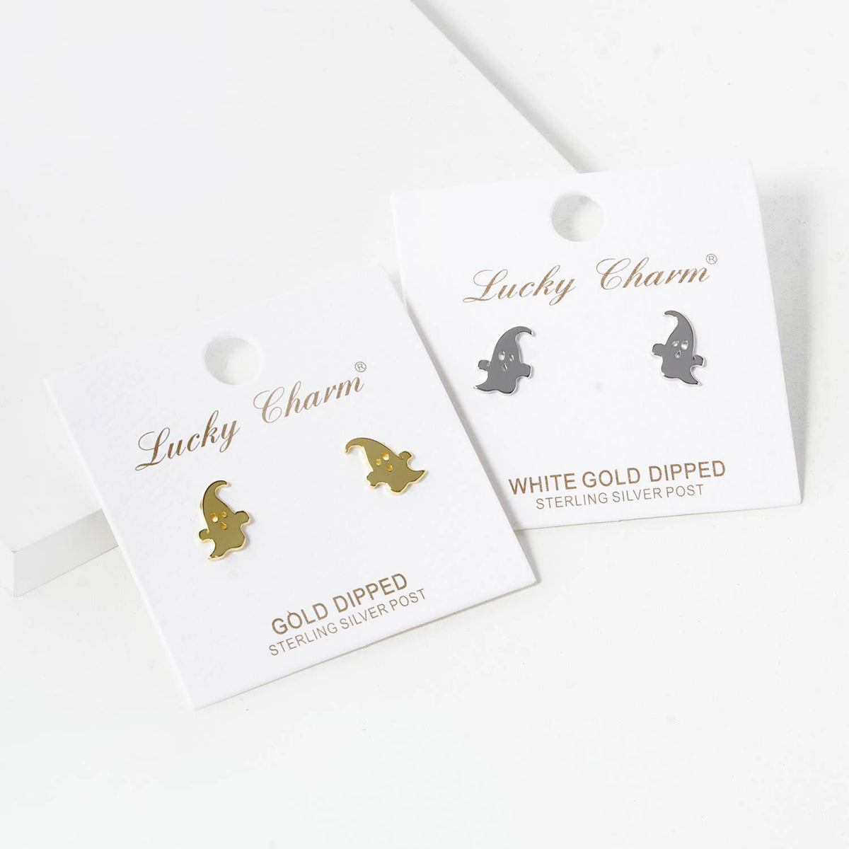 Brass Ghost Sterling Silver Post Halloween Stud Earrings