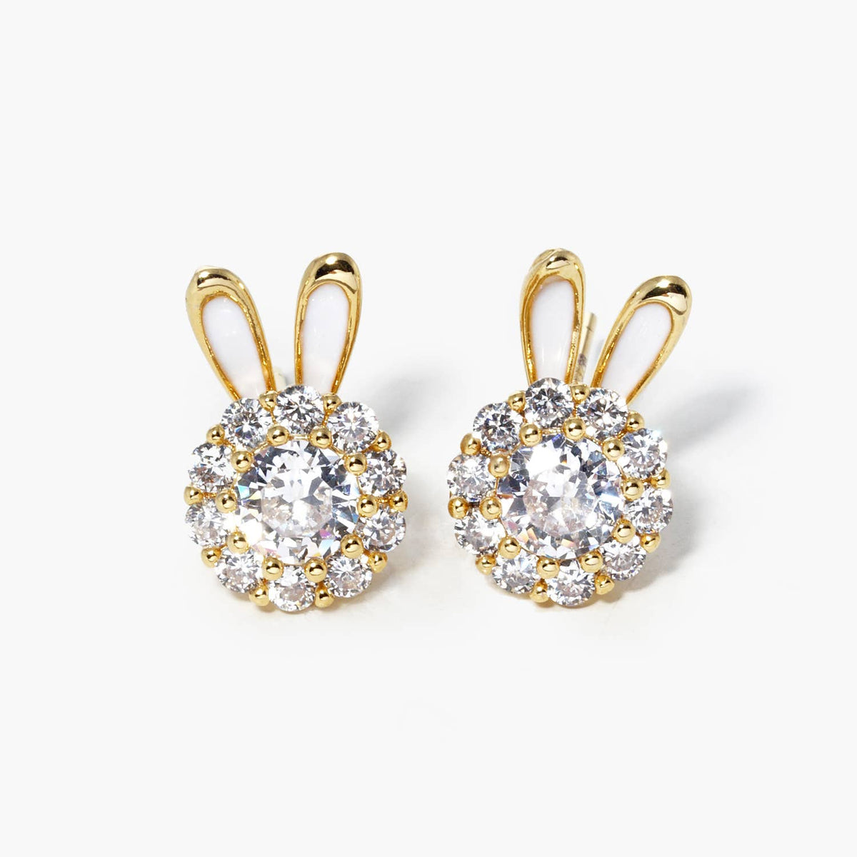 Cubic Zirconia Bunny Ear Stud Earrings
