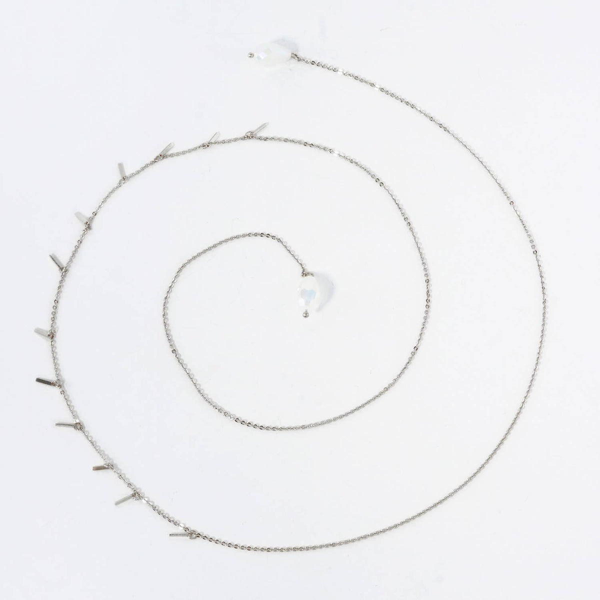 Faceted Teardrop-Shaped Glass-Beads Drop Face-Chain