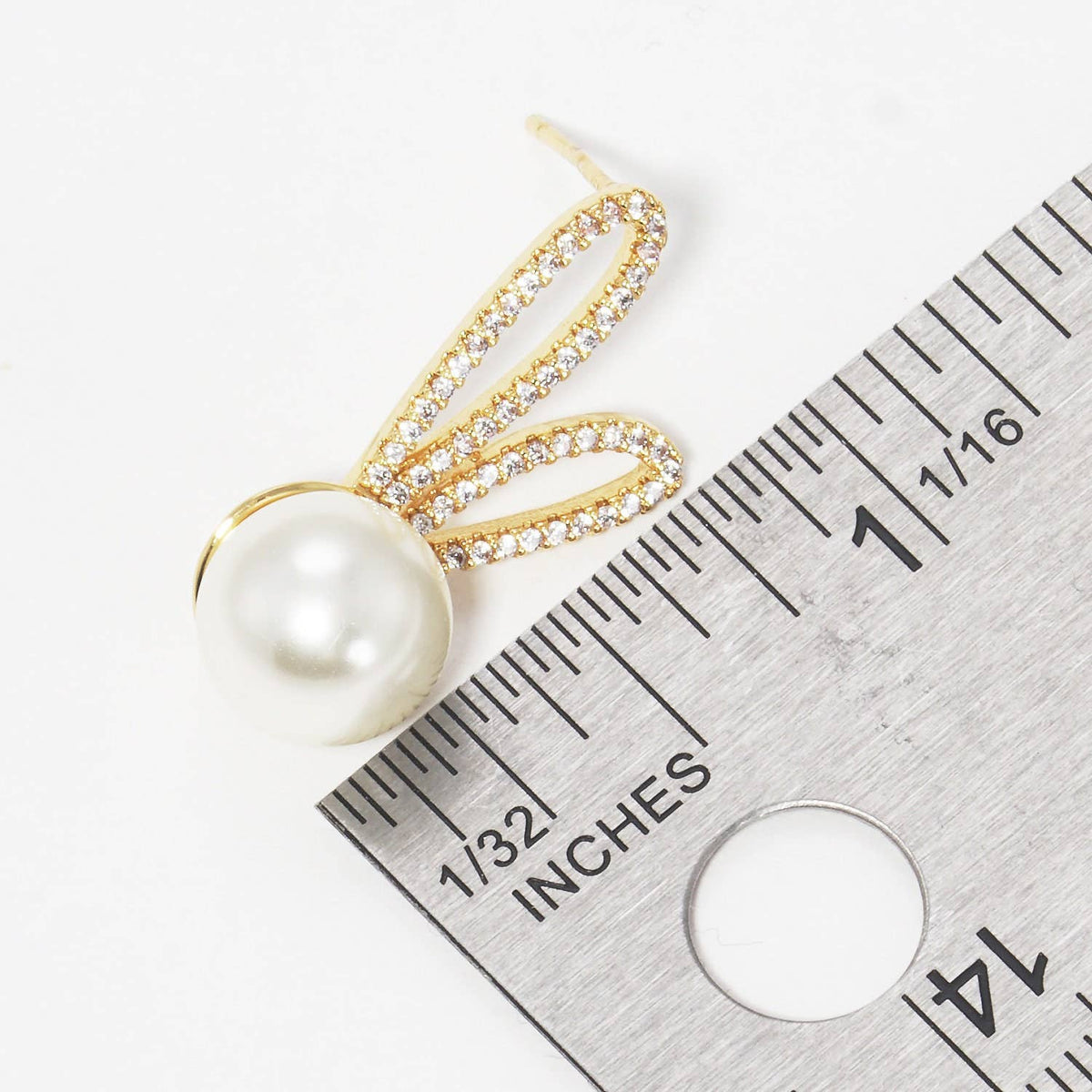 Gold Freshwater Pearl Bunny Ear Post Earrings