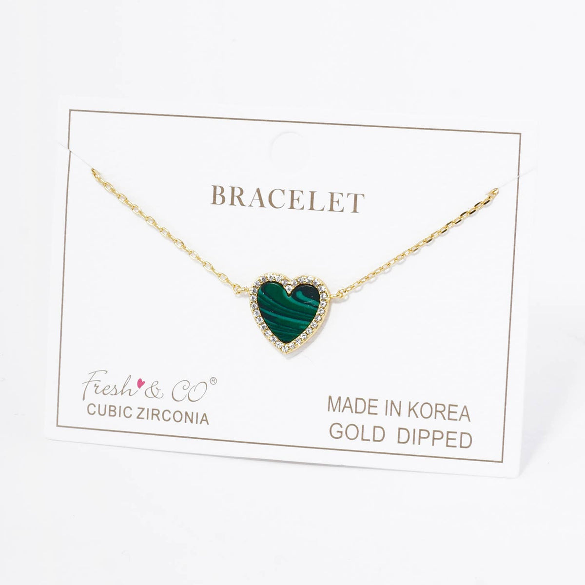 18K Gold Dipped 13mm Pave Set Cubic Zirconia Heart Bracelet