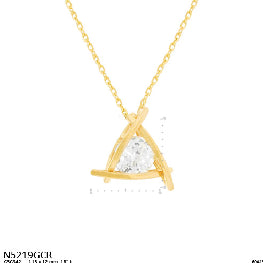 Geometric Triangle Solitaire Pendant Necklace