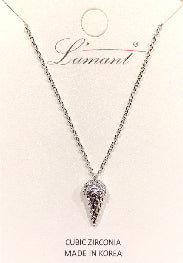 Pave CZ Ice Cream Cone Pendant Necklace