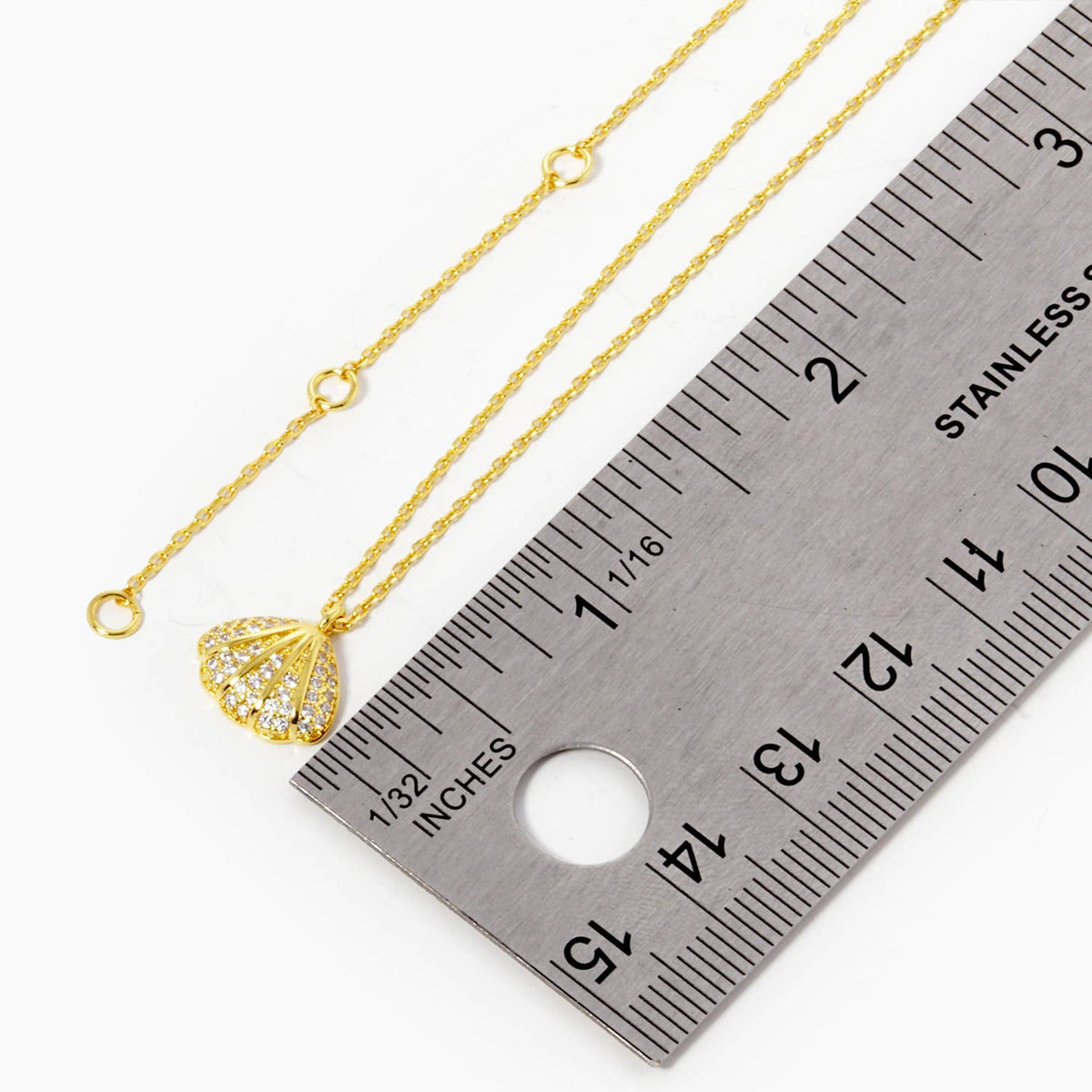 Pave Crystal Seashell Pendant Necklace