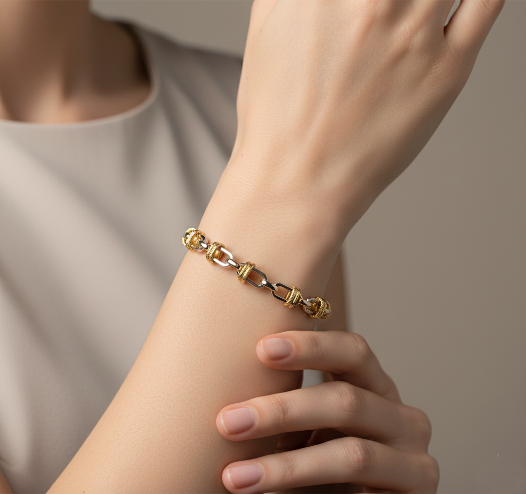 Two-Tone Mixed Metal Link Bracelet