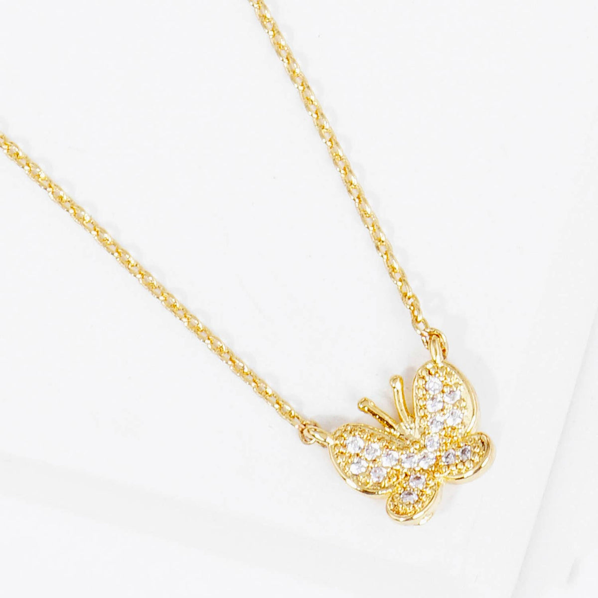 Dainty Pavé Butterfly Pendant Necklace