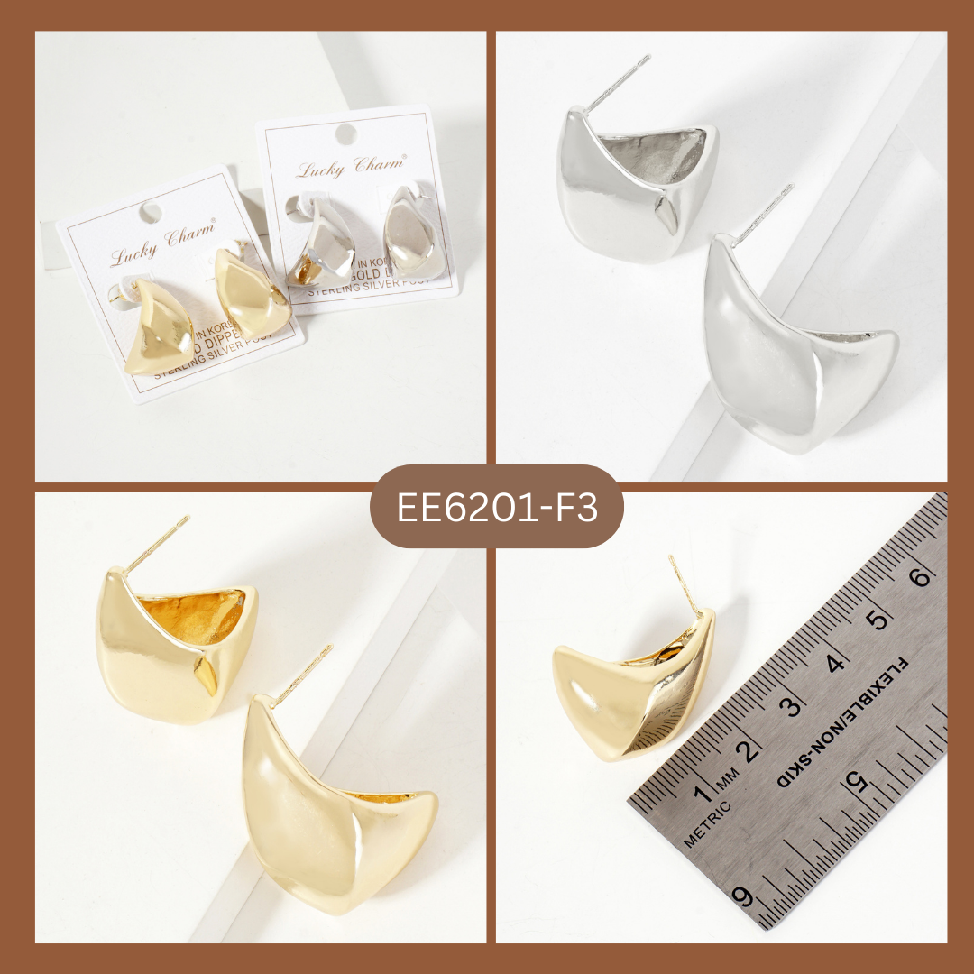 8mm Modern Hollow Teardrop Hoop Earrings