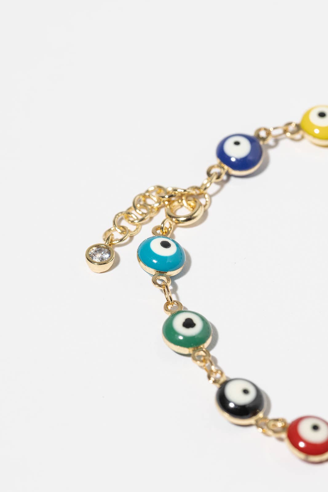 Multi-Color Enamel Evil Eye Chain Bracelet