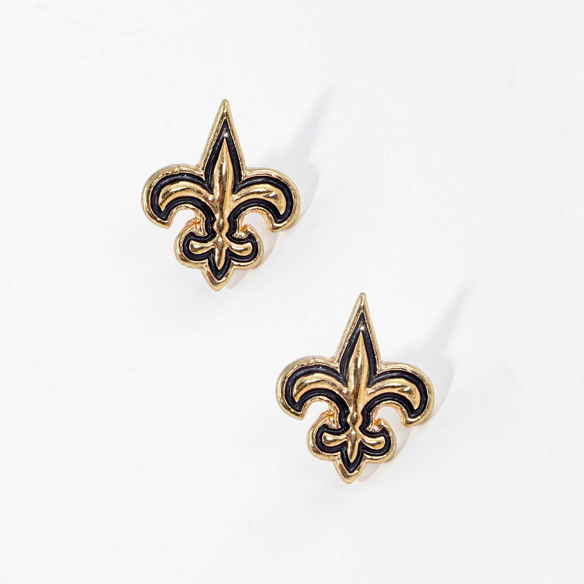 Gold Plated Bold Fleur De Lis Stud Earrings