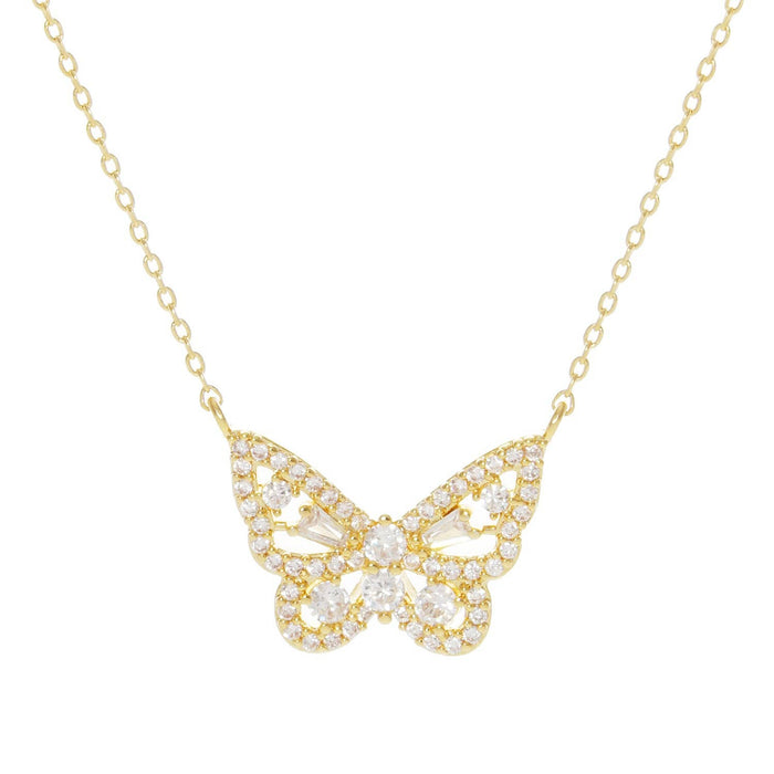 Gold Baguette Butterfly Necklace