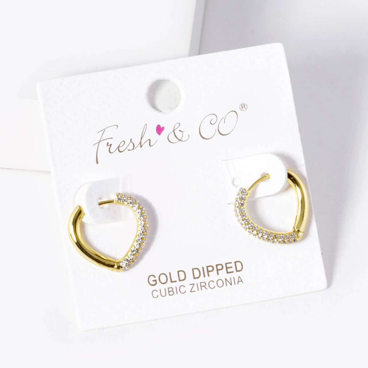 Dainty Cubic Zirconia Half Pave Huggie Hoop Earrings