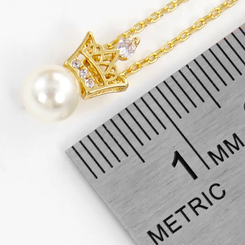 Bridesmaid Pearl Crown Pendant Necklace