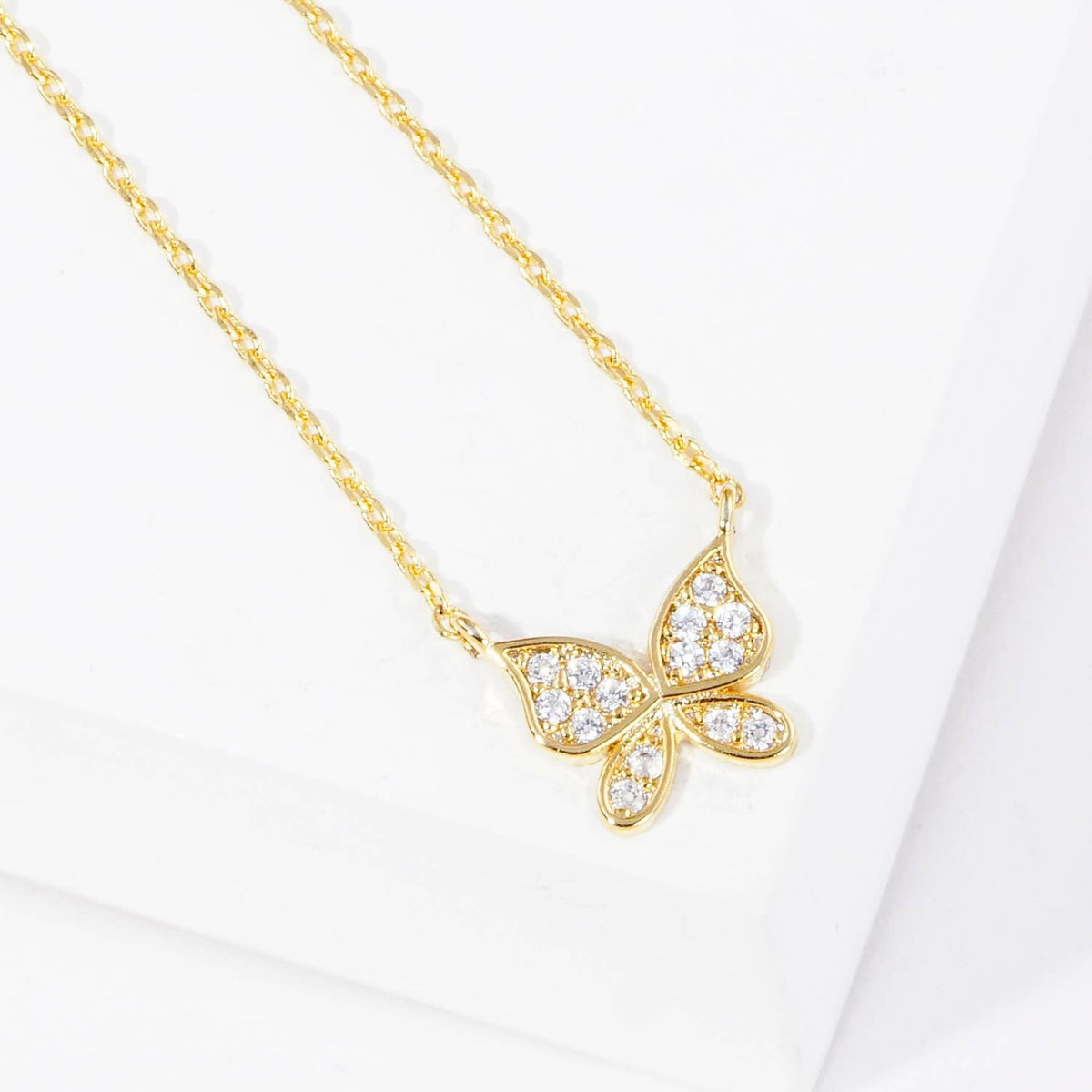 Pavé Crystal Butterfly Pendant Necklace