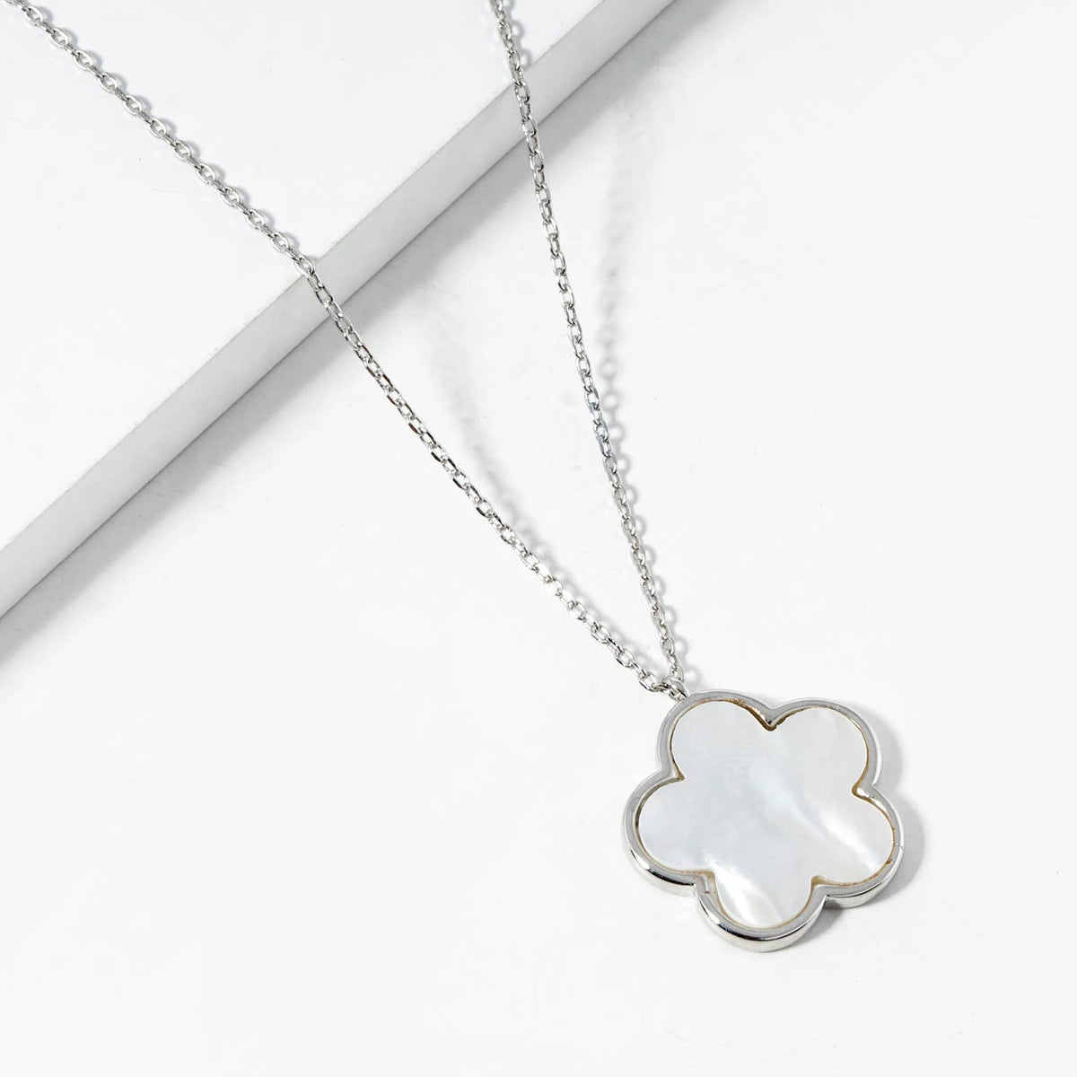 Mini Enamel and Shell Flower Pendant Necklace