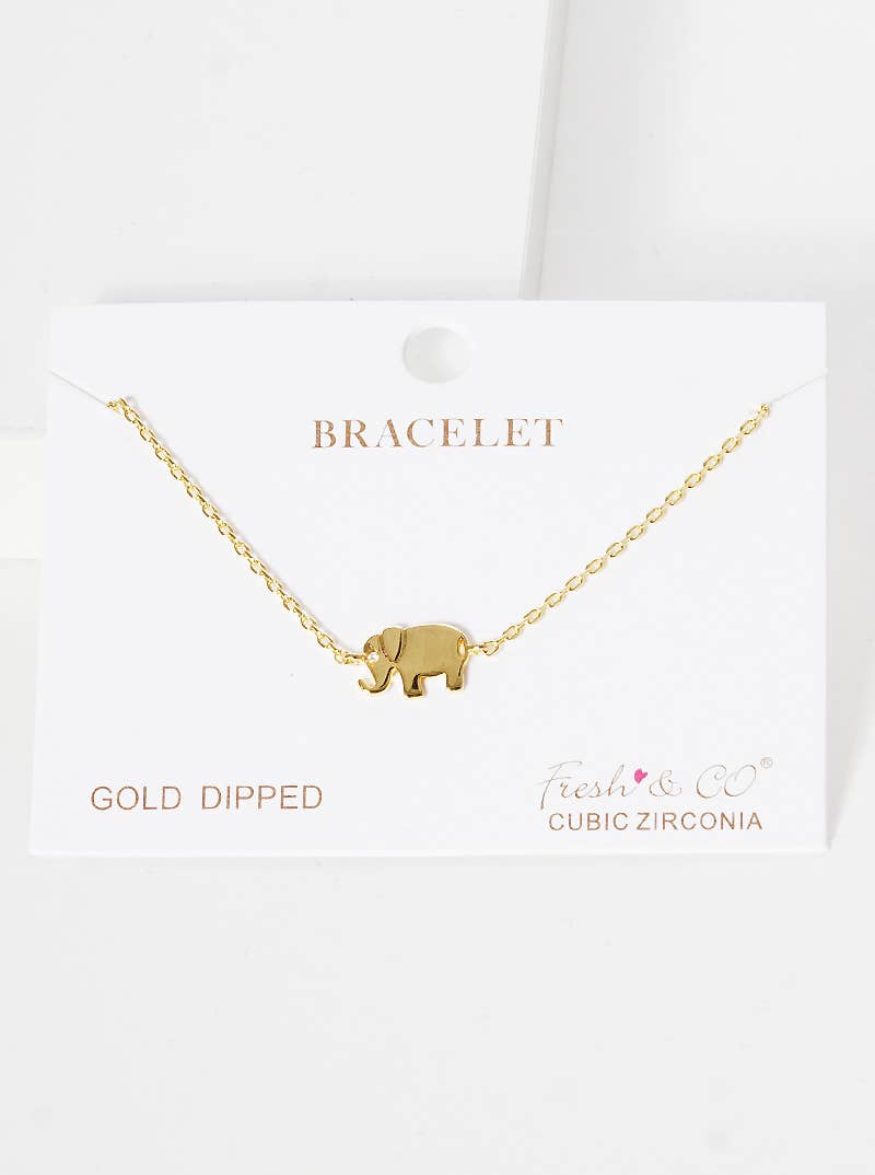Dainty Cubic Zirconia Elephant Charm Bracelet