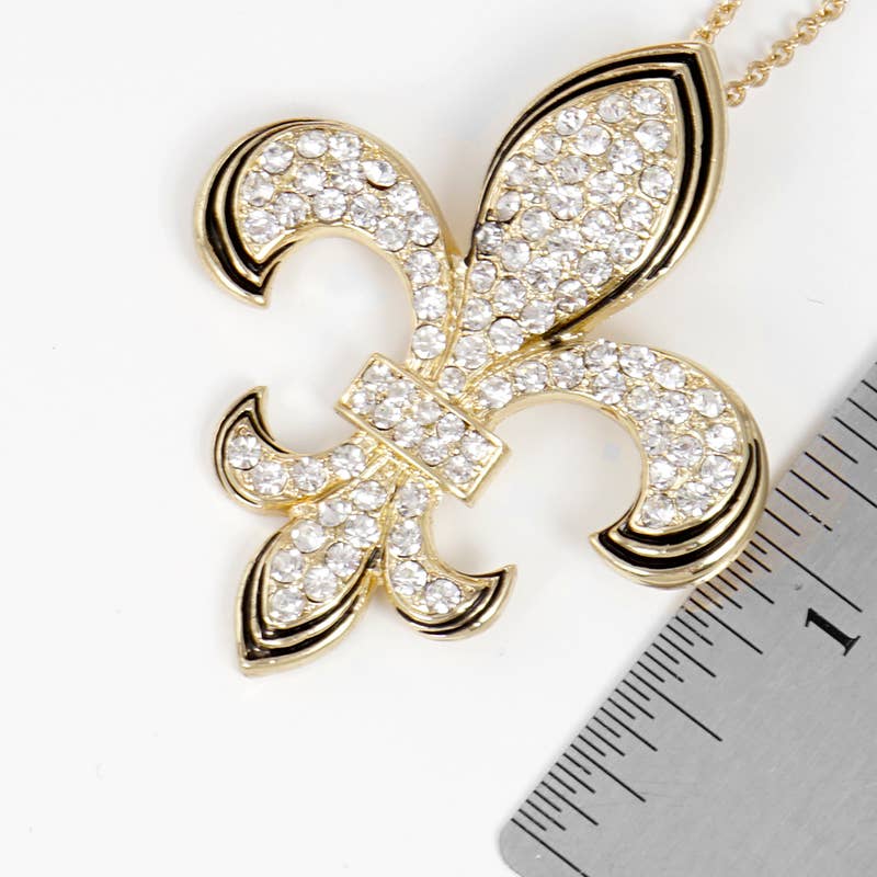 Gold Plated Fleur De Lis Pendant Necklace