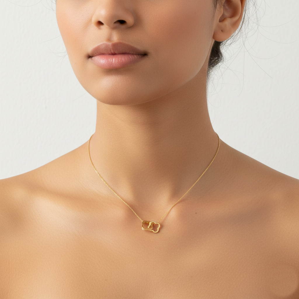Interlocking Four-Leaf Clover "Me & You" Pendant Necklace