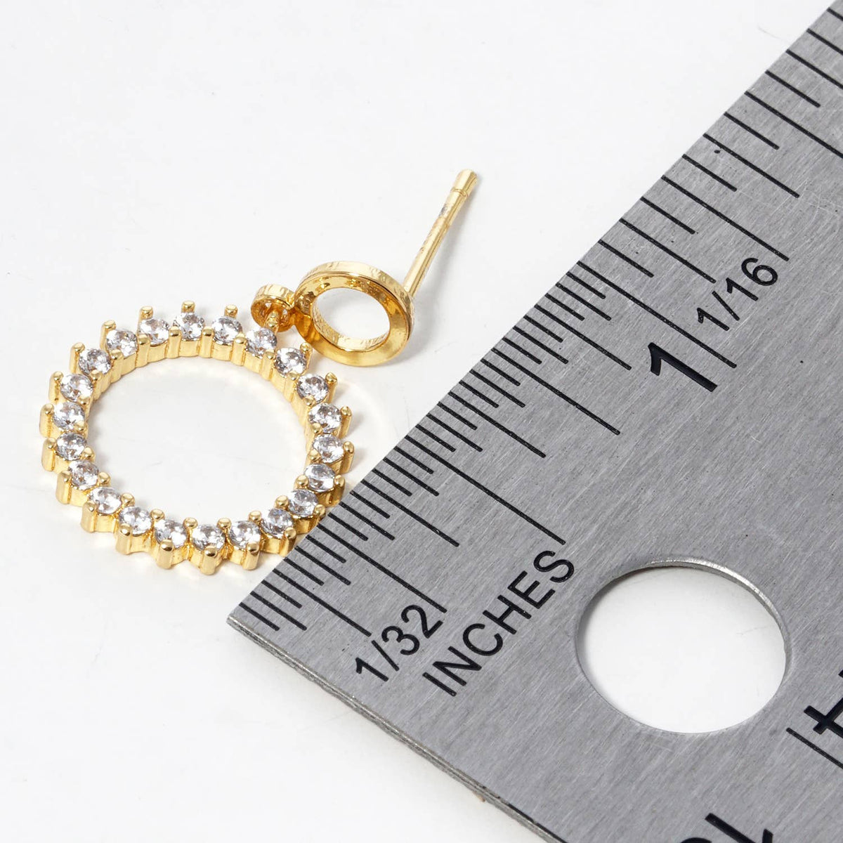 Dainty Pave Circle Drop Earrings