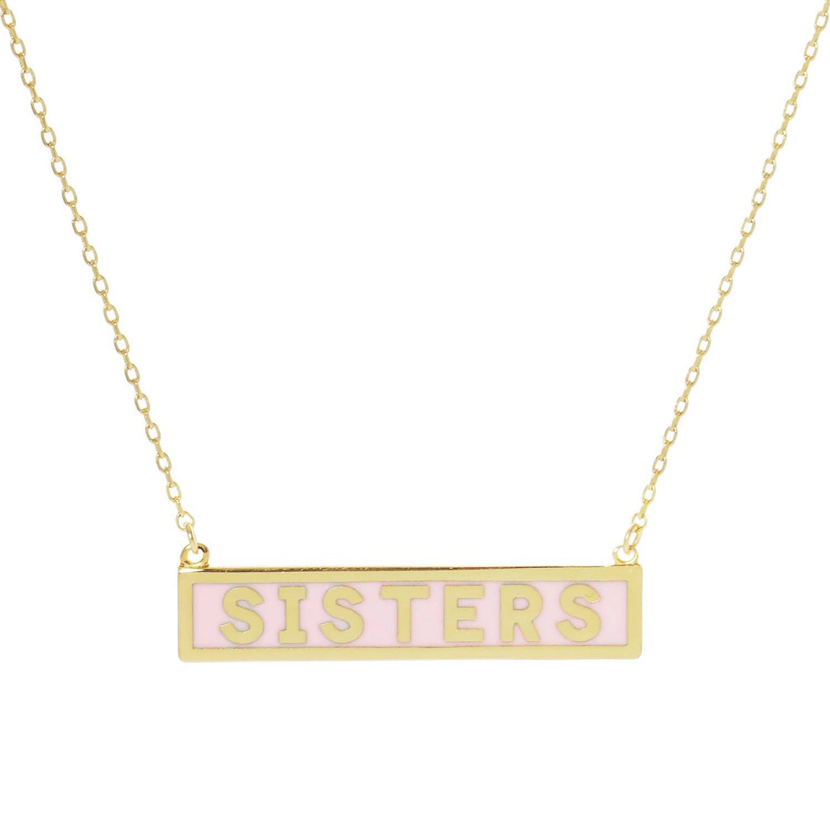 Gold Plated Mini Bar SISTERS Necklace