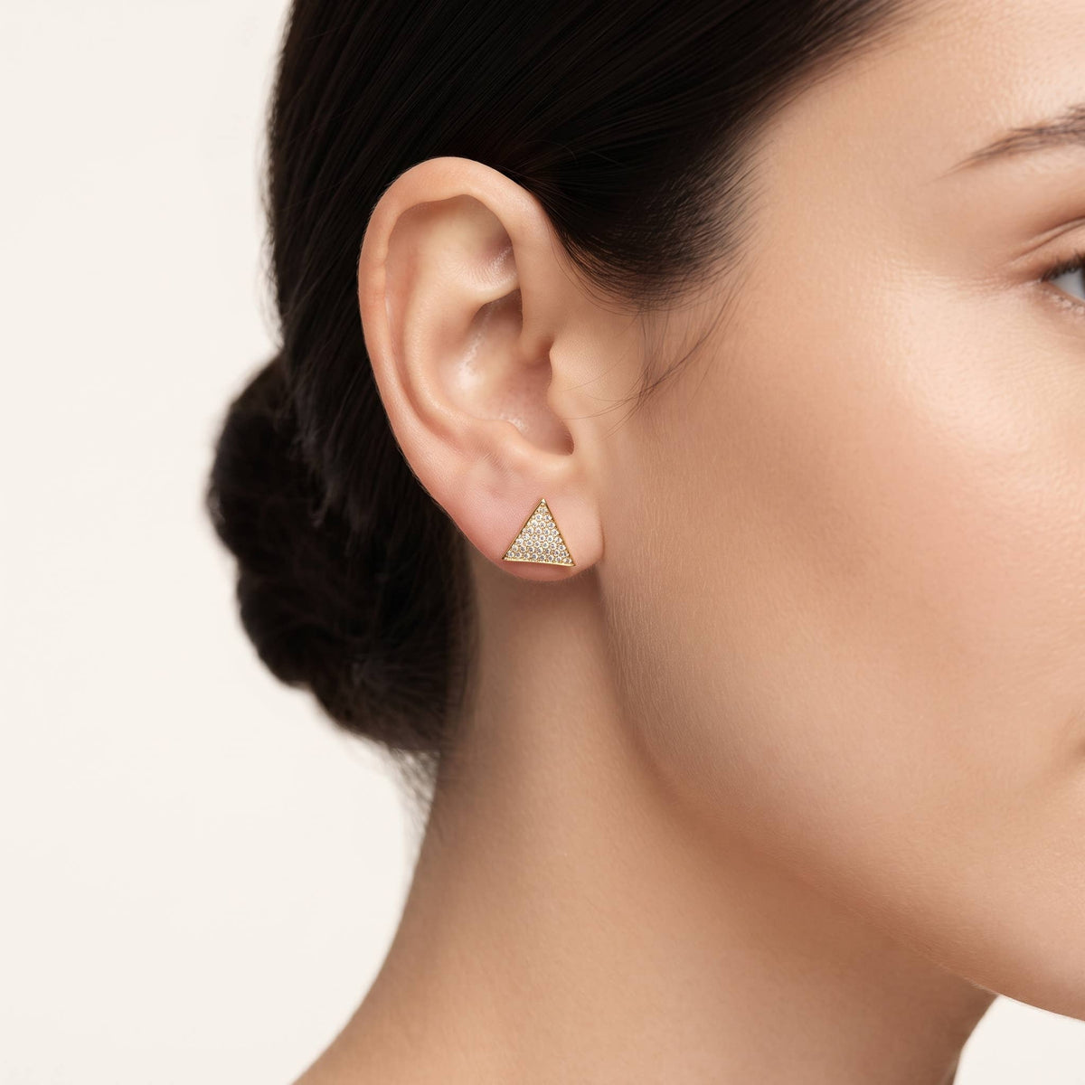 Dainty Pave Triangle Stud Earrings