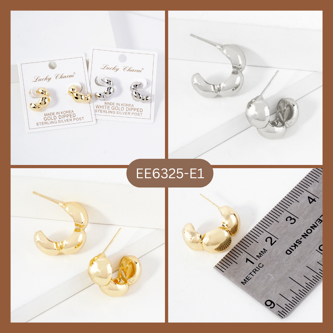 Polished Brass Flower-Shaped Hoop Earrings