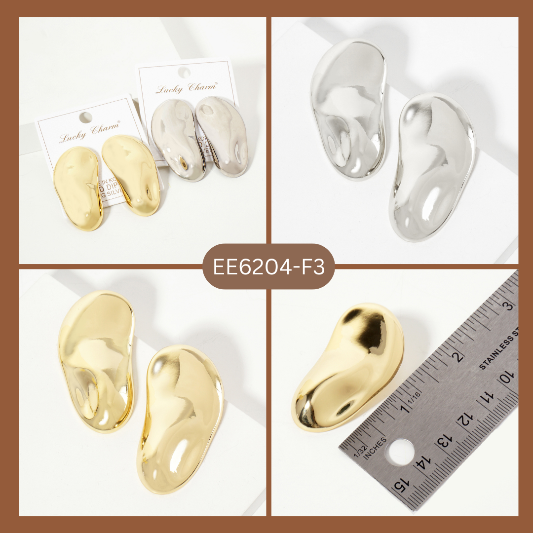 Polished Brass Hand-Pressed-Texture Statement Earrings