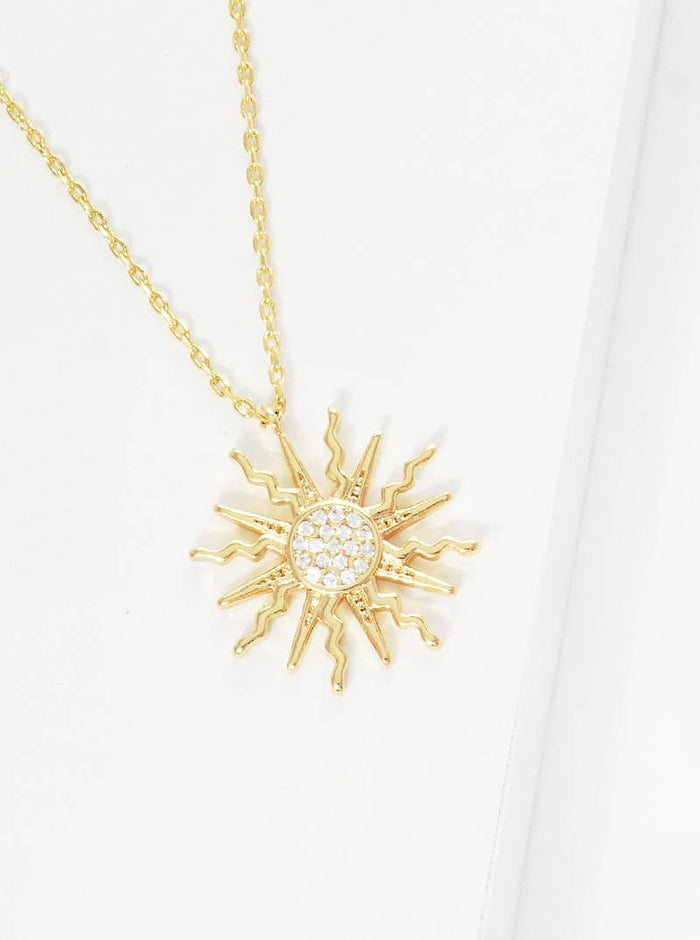 Gold Cubic Sunburst Necklace