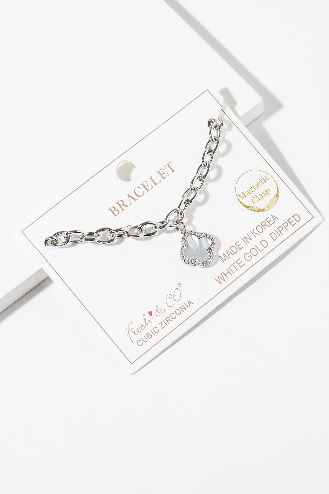 Crystal Halo Clover Charm Bracelet