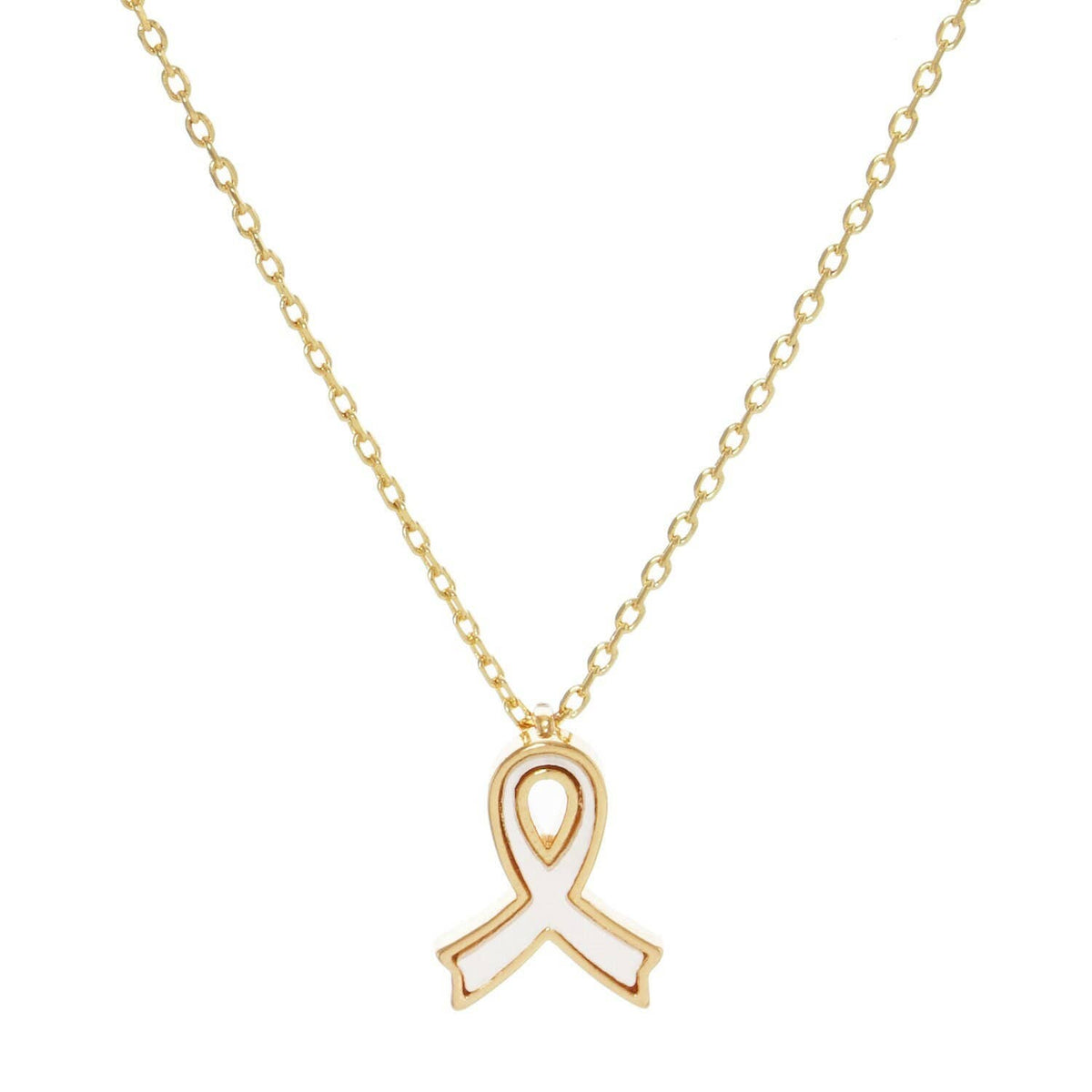 White Shelled Breast Cancer Awareness Necklace