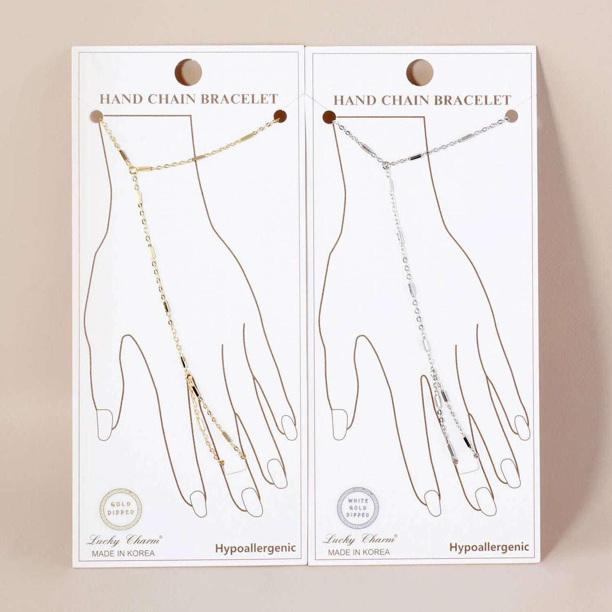 18K-Gold-Dipped Satellite Rectangle Hand-Chain Bracelet