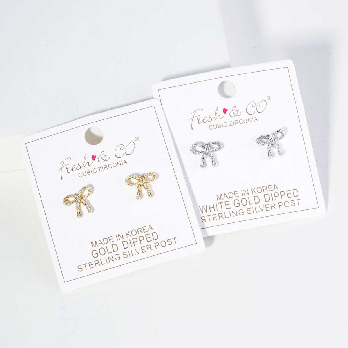 Ribbon Bow Dainty Cubic Zirconia Stud Earrings