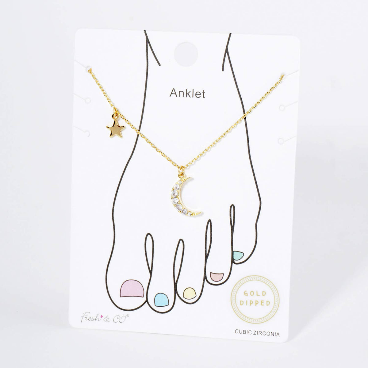 Celestial Moon & Star Dainty Charm Anklet