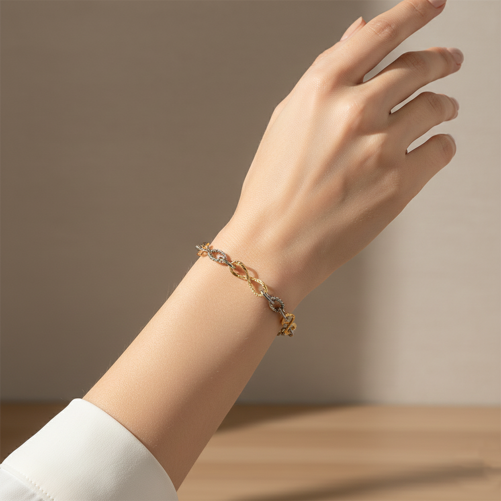 Two-Tone Mixed Metal Link Bracelet