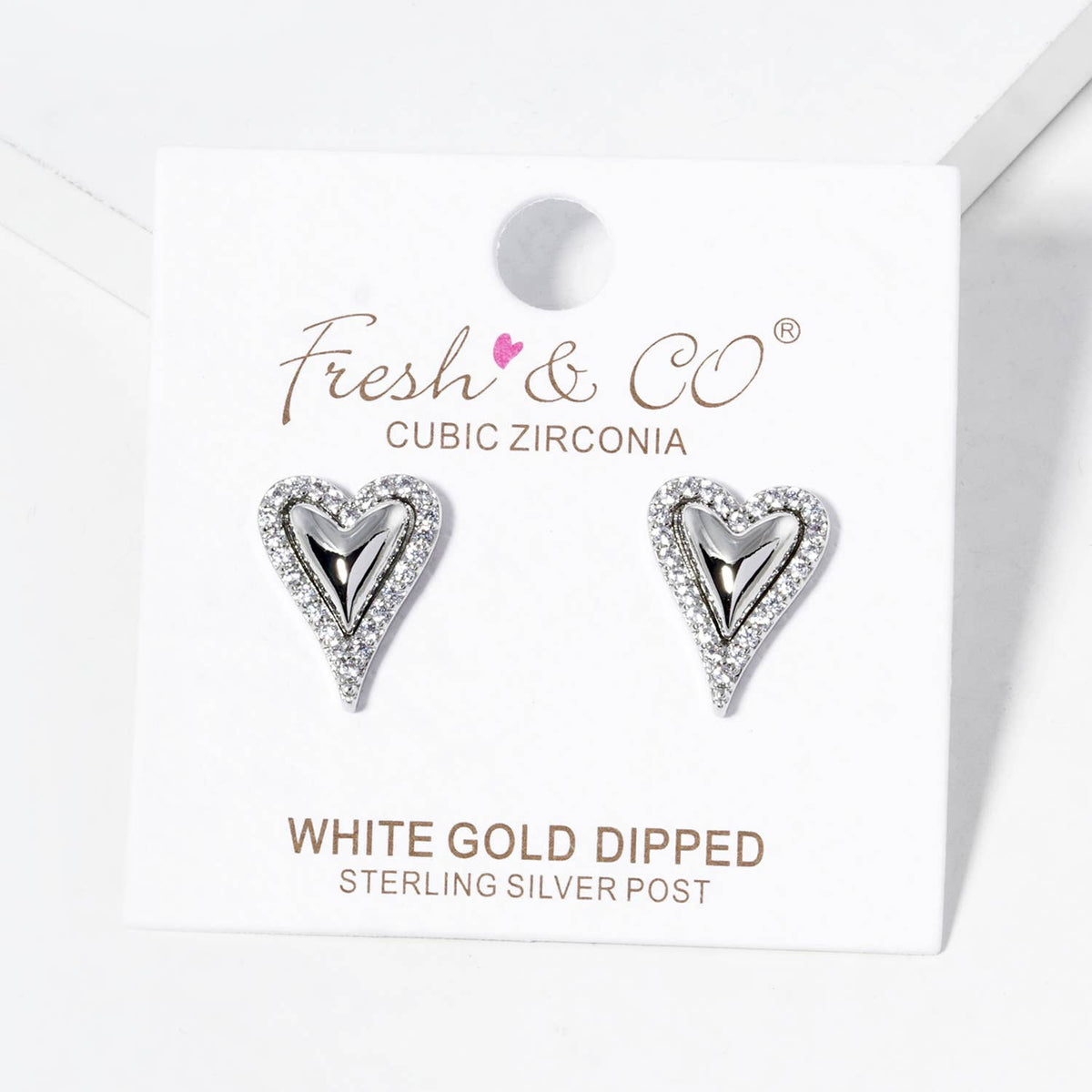 Dainty Pave Heart Stud Earrings