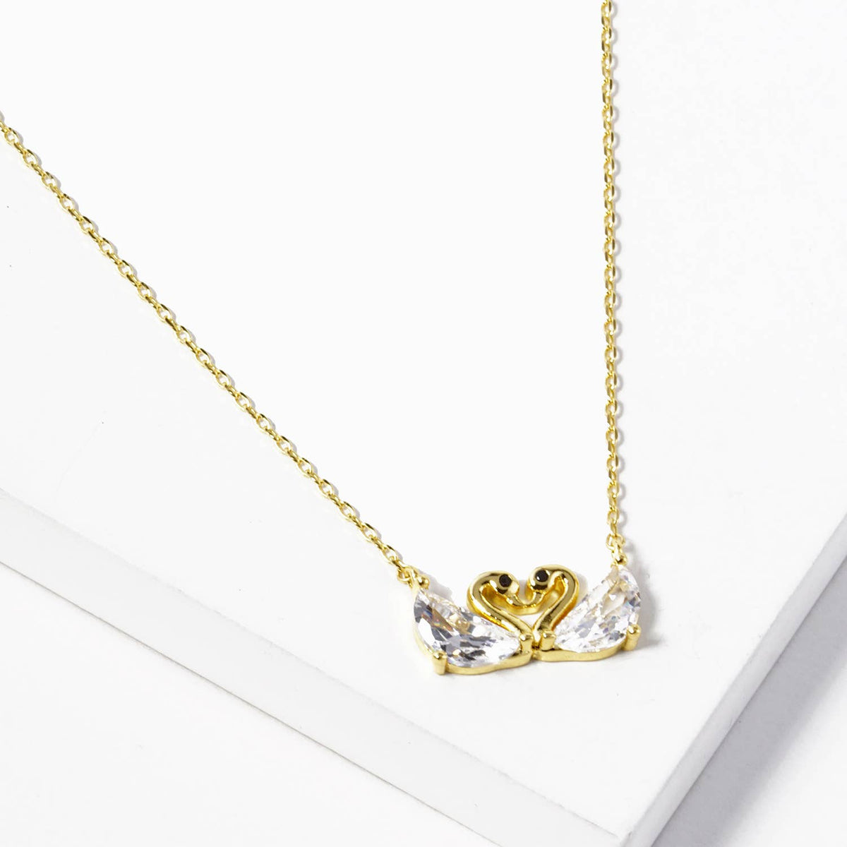 Twin Swan Love Knot Pendant Necklace