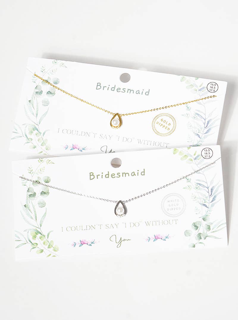 Bridesmaid Tear-Drop Pearl Pendant Necklace