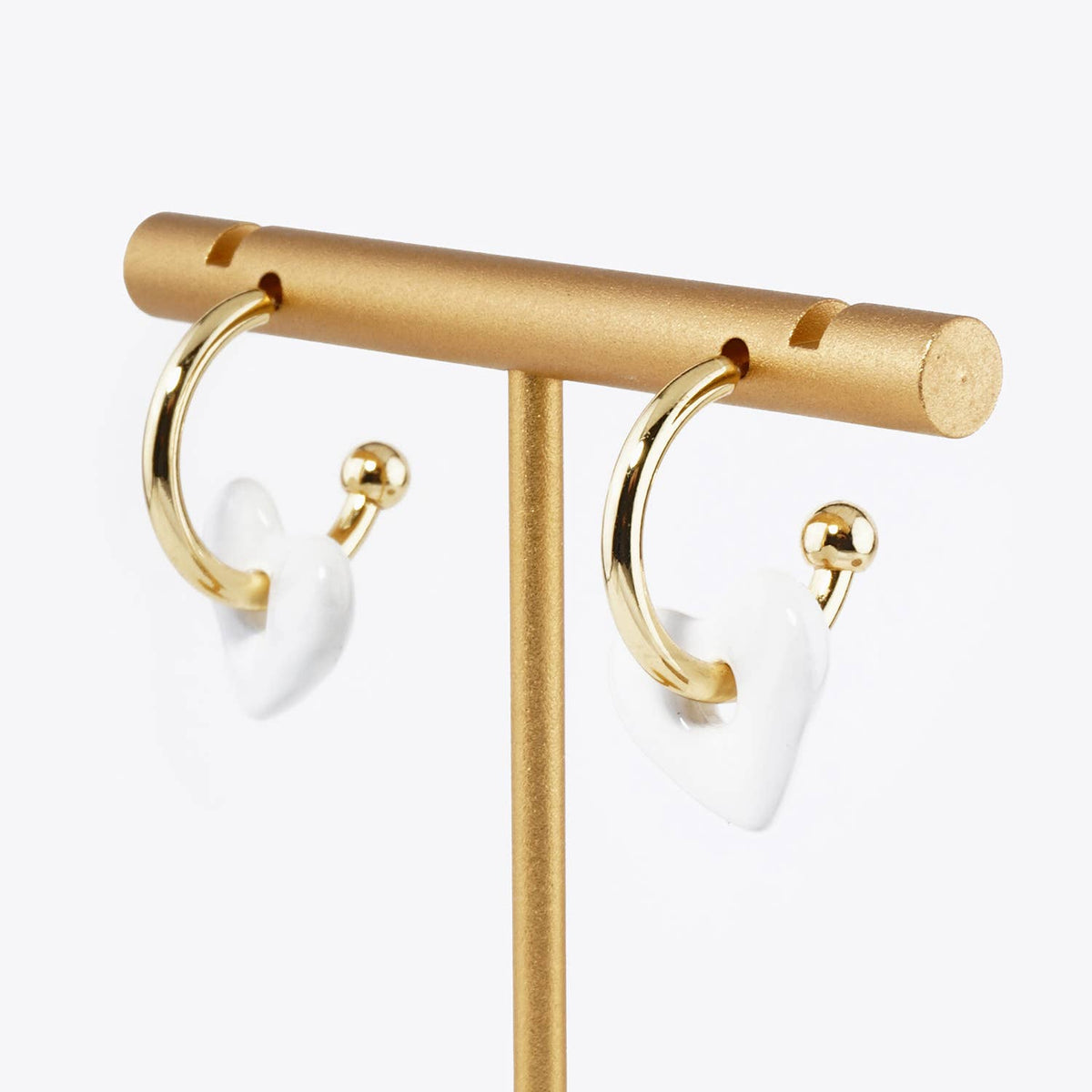 18K GOLD DIPPED COLOR COATED HEART DROP 15MM HOOP EARRINGS