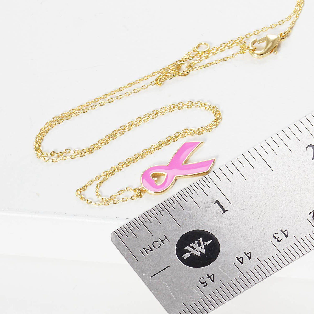 Breast Cancer Awareness Pink Ribbon Pendant Necklace
