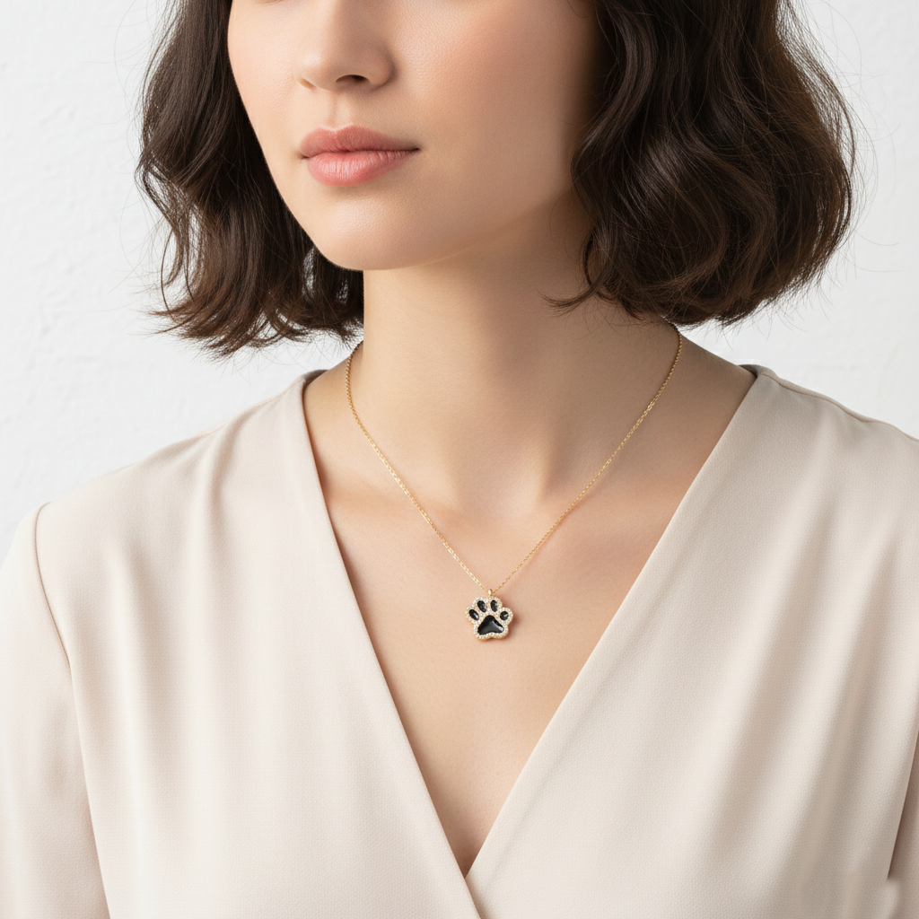 Game Day Enamel Paw Pendant Necklace.