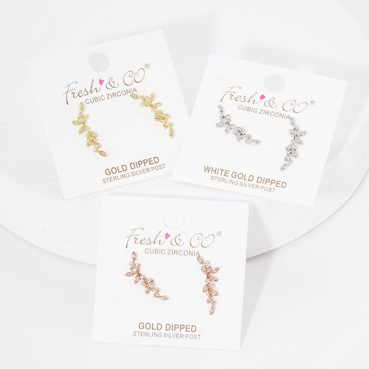 Cubic Zirconia Leaf Vine Ear Crawlers