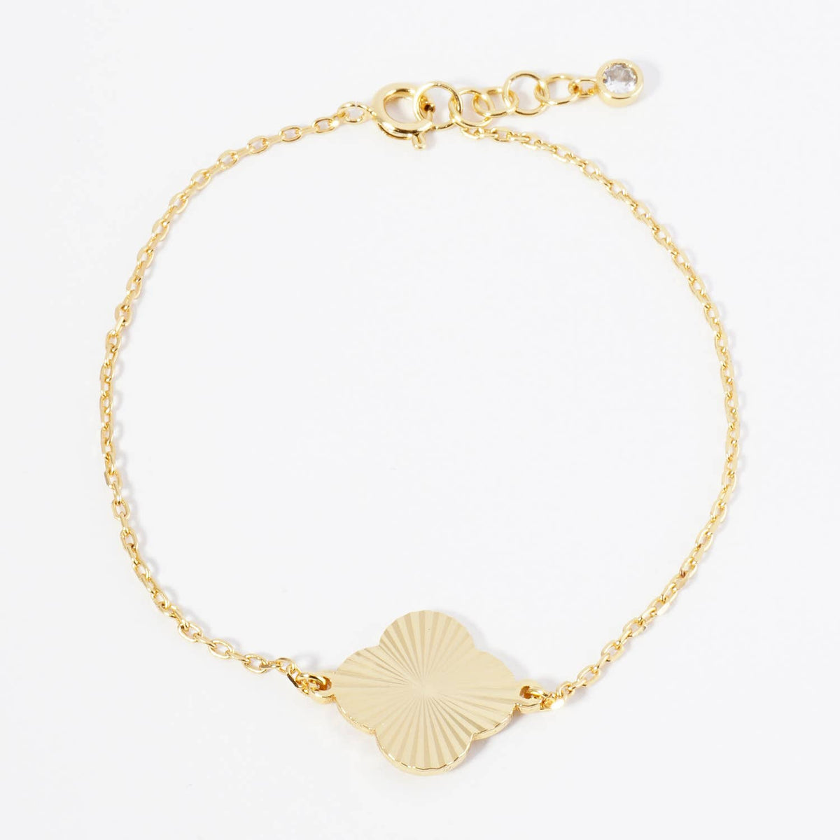 Sunburst Texture Quatrefoil Chain Bracelet