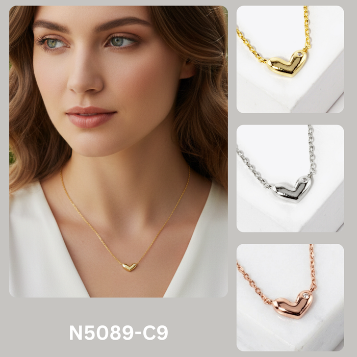 Minimalist Puffed Heart Pendant Necklace