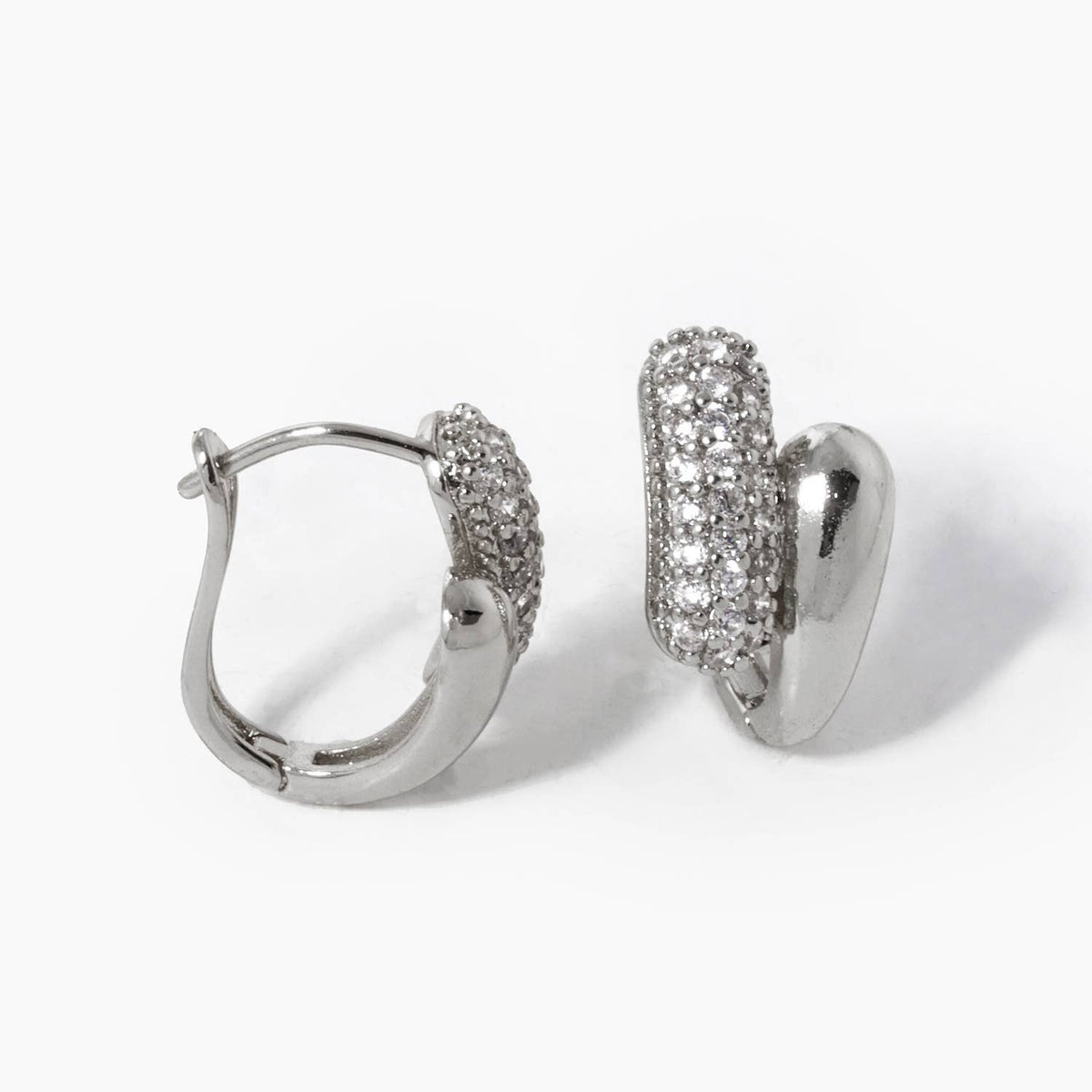 18K Gold Dipped CZ Pave 15mm Huggie Hoop Earrings